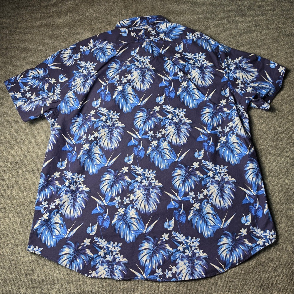 Polo Ralph Lauren Mens XL Blue Tropical Floral Monstera Cotton Button Down Shirt - Picture 4 of 7